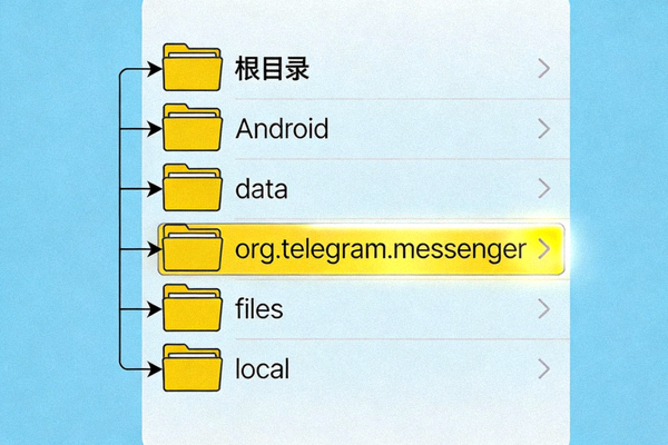 安卓手机文件管理器中定位Telegram数据文件夹local的路径示意图