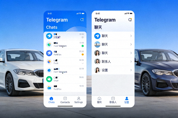 安卓Telegram汉化前后主界面语言对比效果图