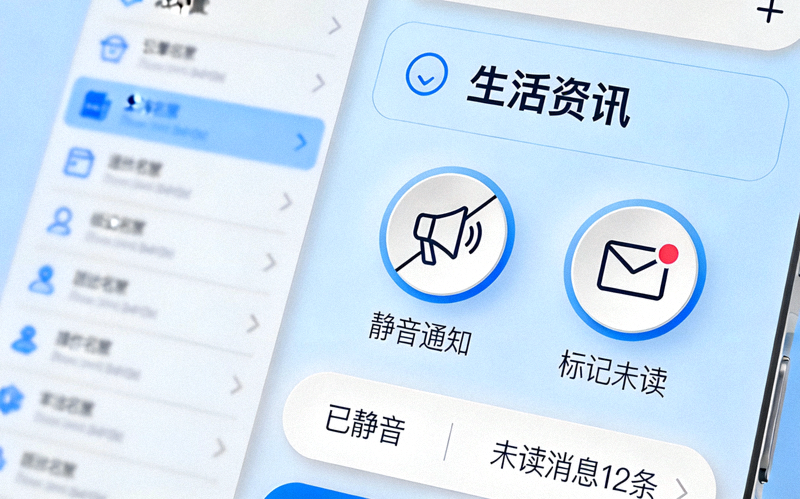 对频道进行静音通知和标记未读操作界面截图