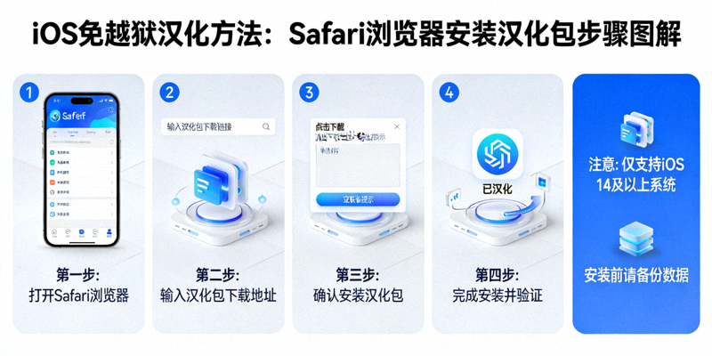 iOS免越狱汉化方法，使用Safari浏览器安装汉化包的步骤图解