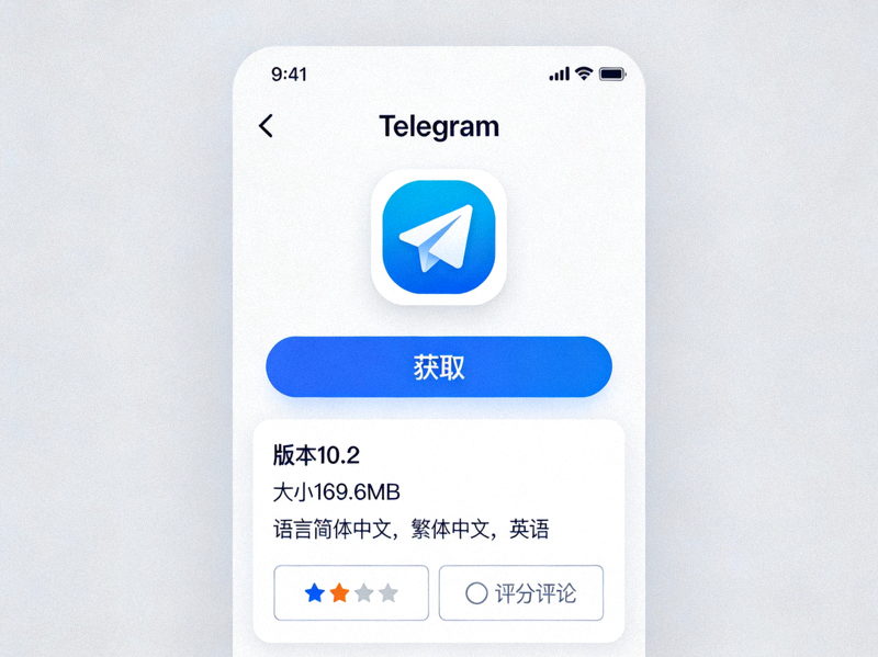 苹果App Store中Telegram应用详情页面截图，展示获取按钮与版本信息