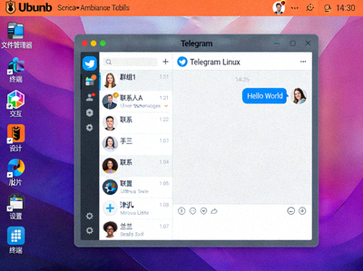 Telegram for Linux客户端在Ubuntu系统桌面环境下的运行截图