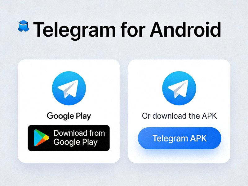 Telegram官网Android客户端下载页面截图，展示Google Play与直接下载APK的选项