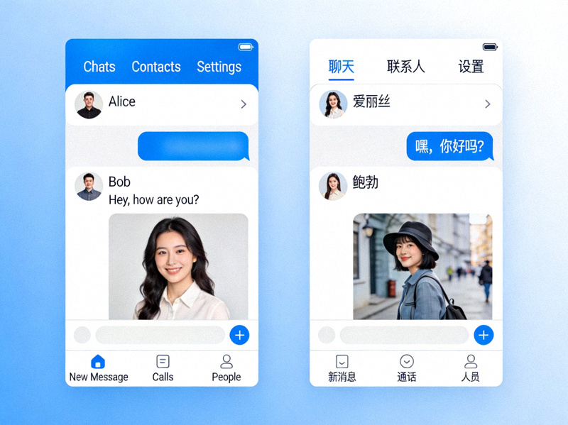 Telegram原生英文界面与汉化后中文界面的直观对比效果图