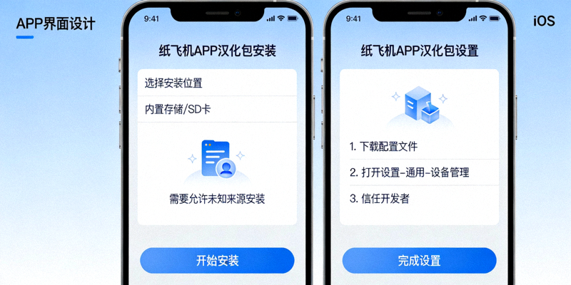 纸飞机APP汉化包在安卓和iOS设备上的安装设置界面